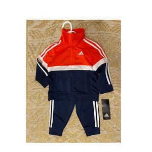 Adidas track set 12 month orange red navy
